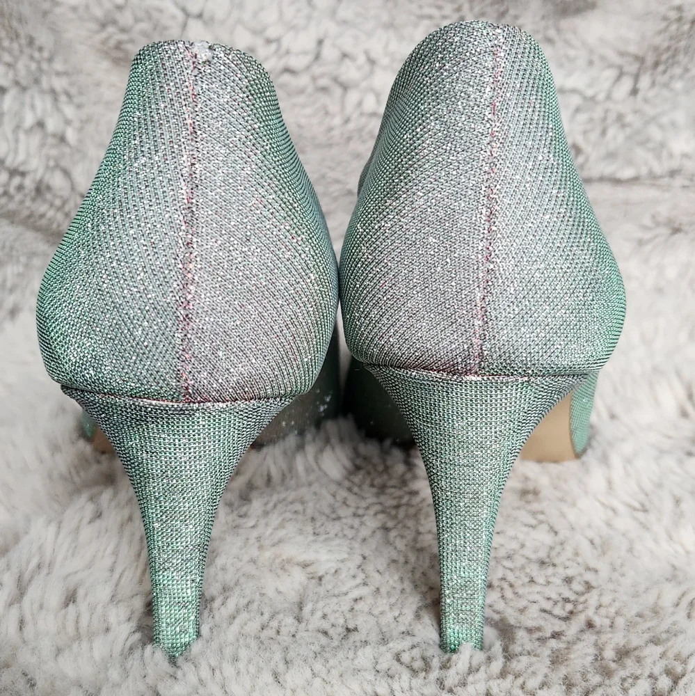 Paul Green Designer Iridescent Silver Heels - uk Size 6.5, us size 9 Worn 1 Time - Picture 5 of 13